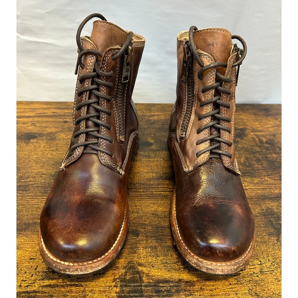 Bed Stu Tactical Boot Women's Size 8 Brown Leather Distressed Lace Up Zipper Lug - Picture 11 of 16